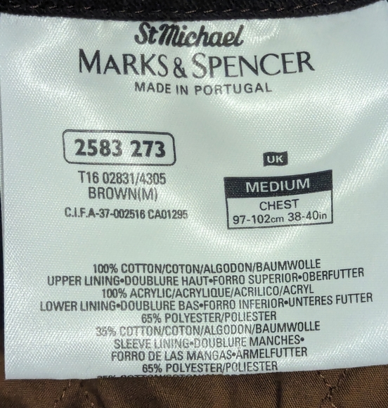 Vintage 1998 The Ranch Jacket Classic Marks & Spencer Coat Men's Size Medium - Picture 9 of 10